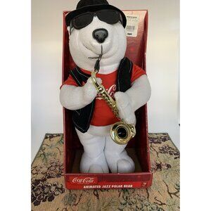 Coca-Cola Musical Polar Bear Jazz Band Sax Player Christmas Decor Music Works
